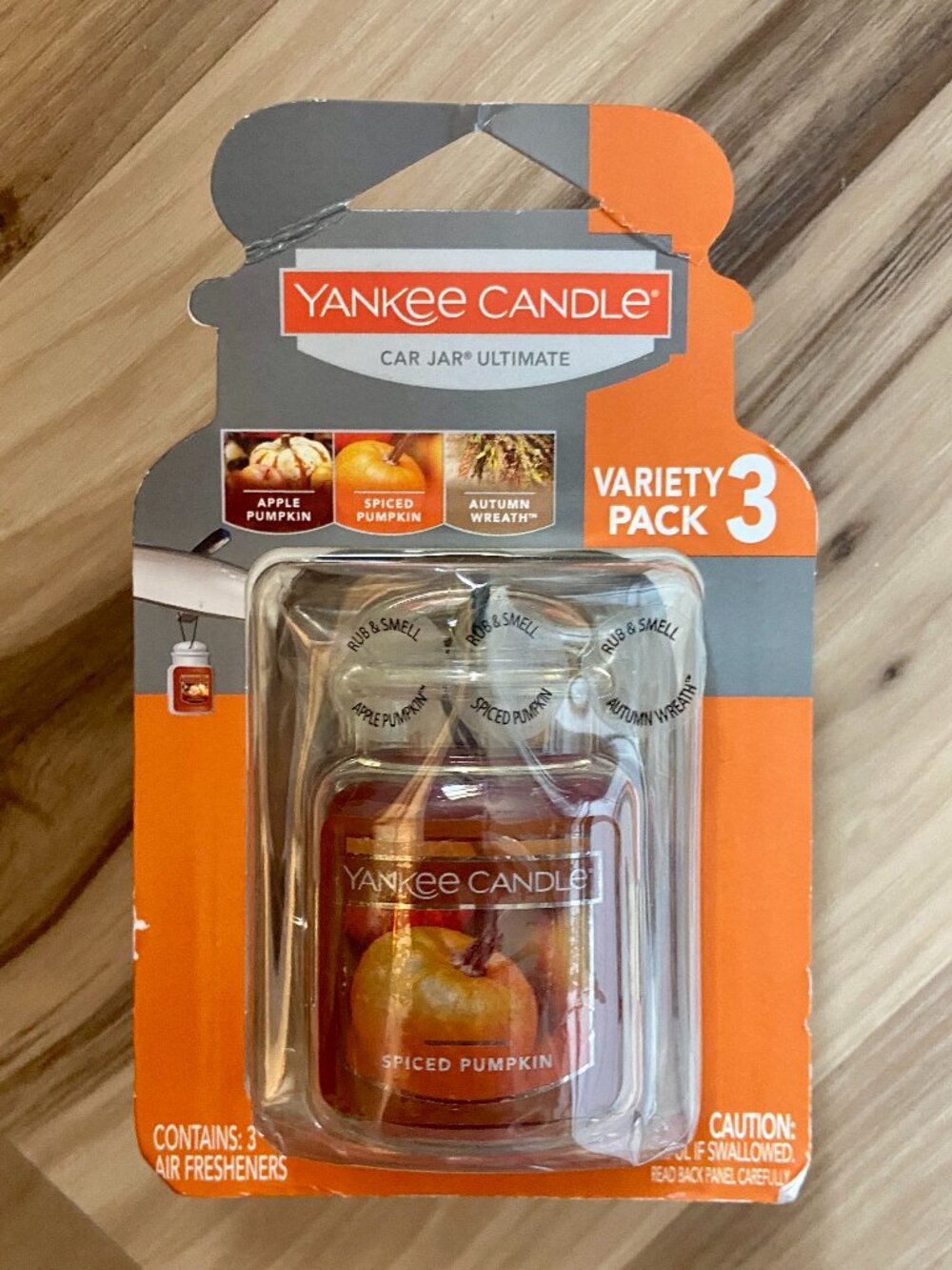 Yankee Candle Car Jar Air Freshener Variety 3 Pk Apple & Spiced Pumpkin Autumn